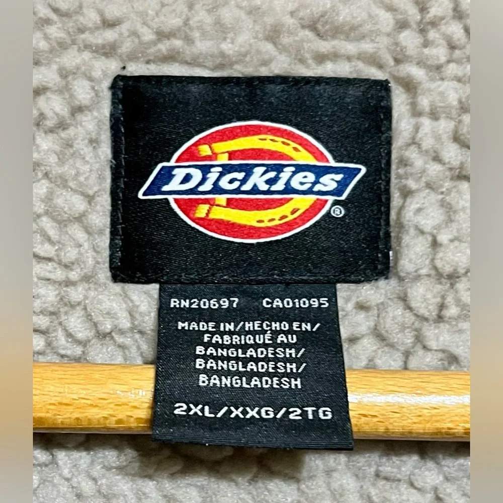 Dickies Workwear‎ Men's Tan Zip-Up Fleece Sweater Jacket Sherpa Lined 2XL